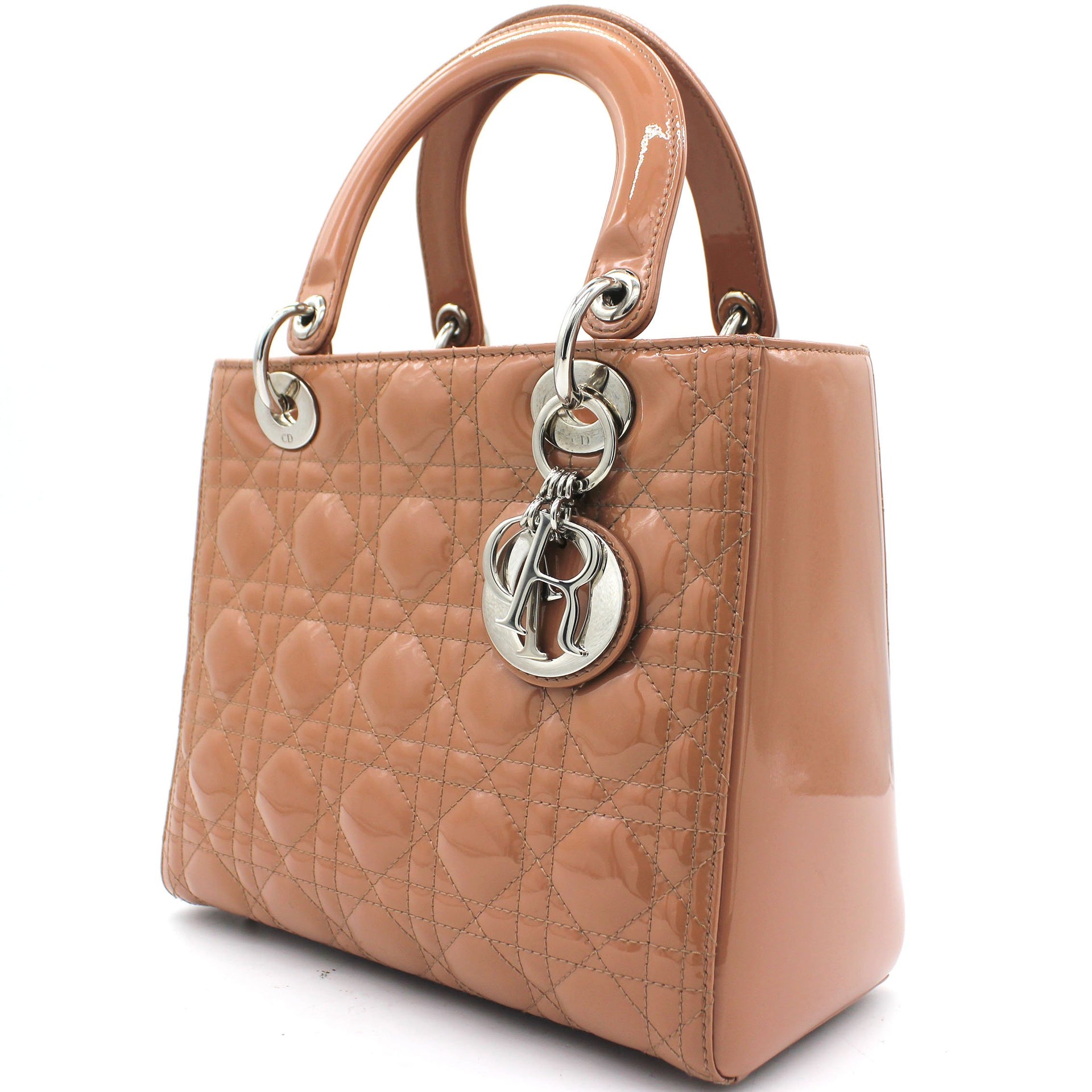 Dior Blush Pink Quilted Lambskin Cannage Lucky Badges Small Lady Dior