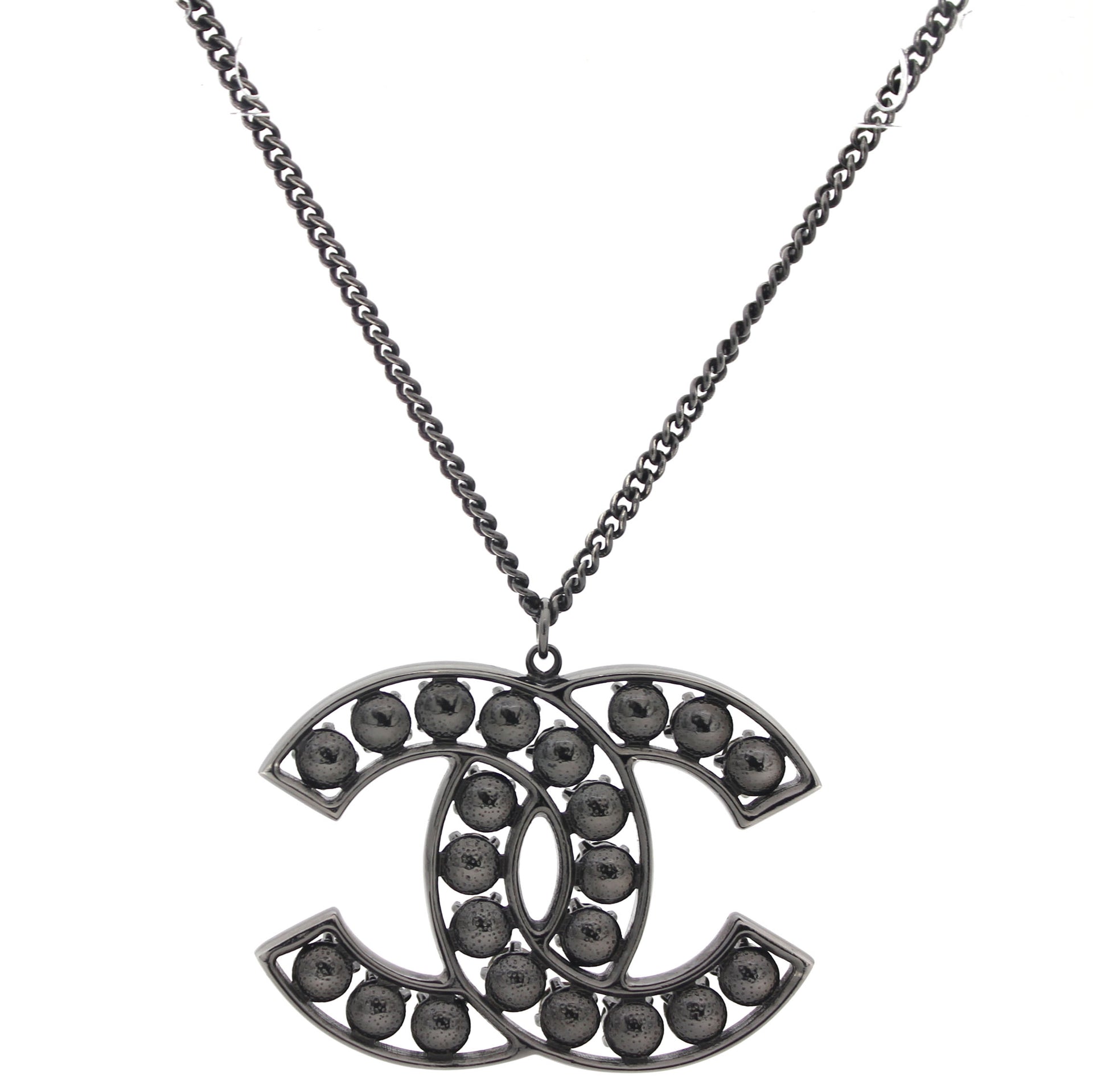 Chanel Baguette Crystal Pearl CC Lariat Necklace Silver  Coco Approved  Studio