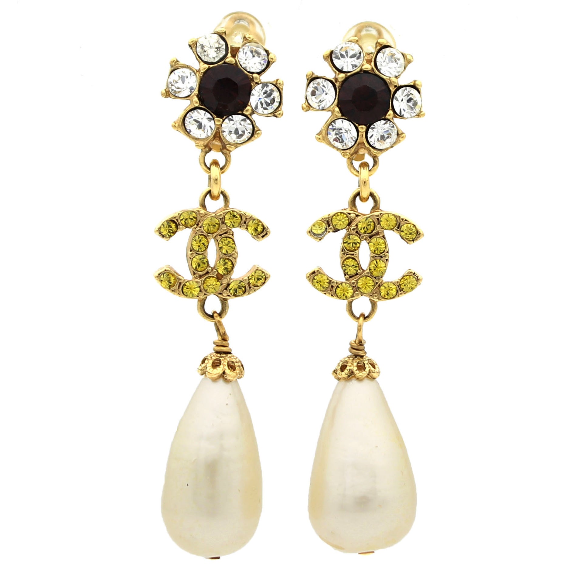 Chanel Gold  Pearl Drop Earrings  Elite HNW  High End Watches Jewellery   Art Boutique