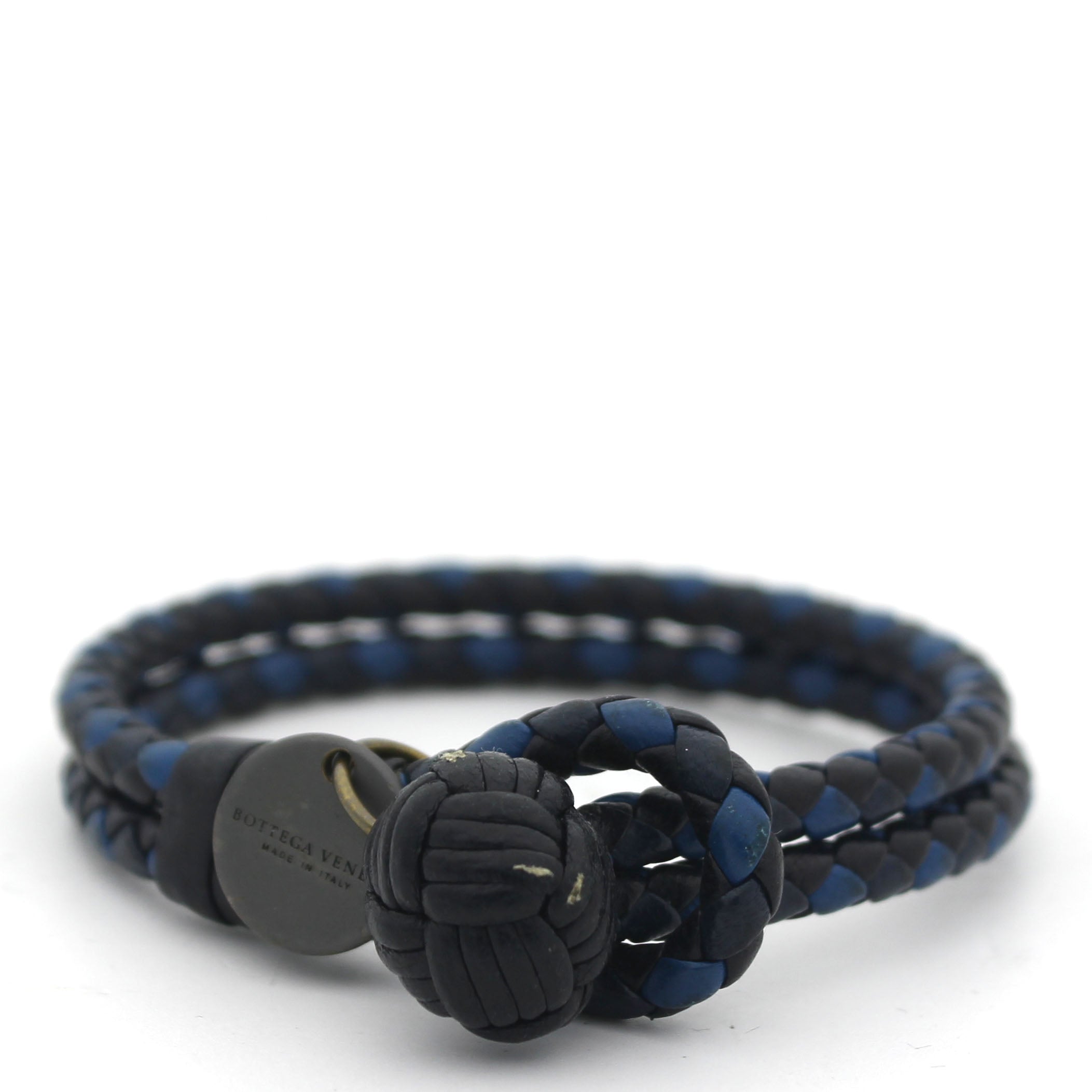 image of Nappa Intrecciato Bracelet M Blue Black