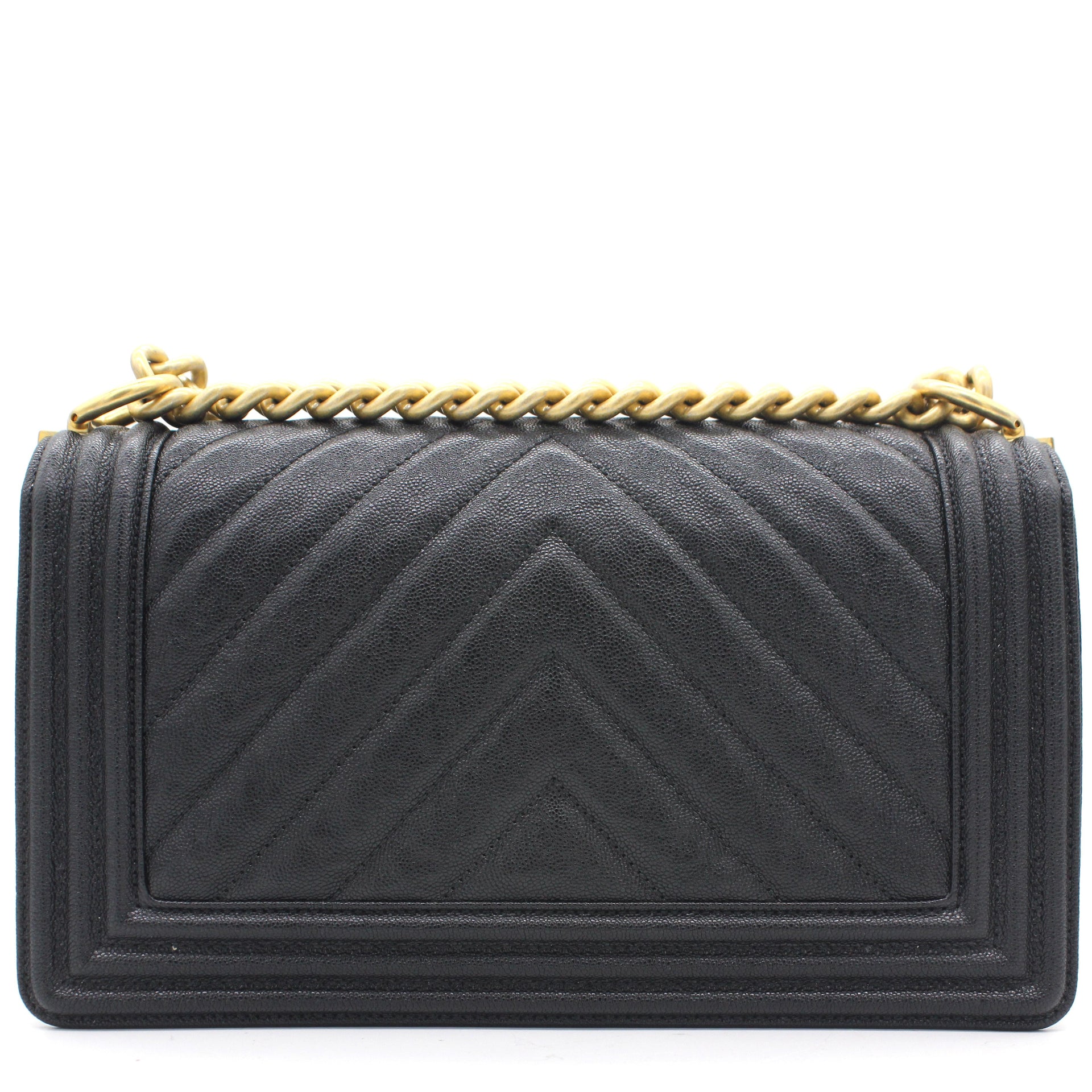 Buy PreOwned Chanel Black Chevron Caviar Medium Boy Bag