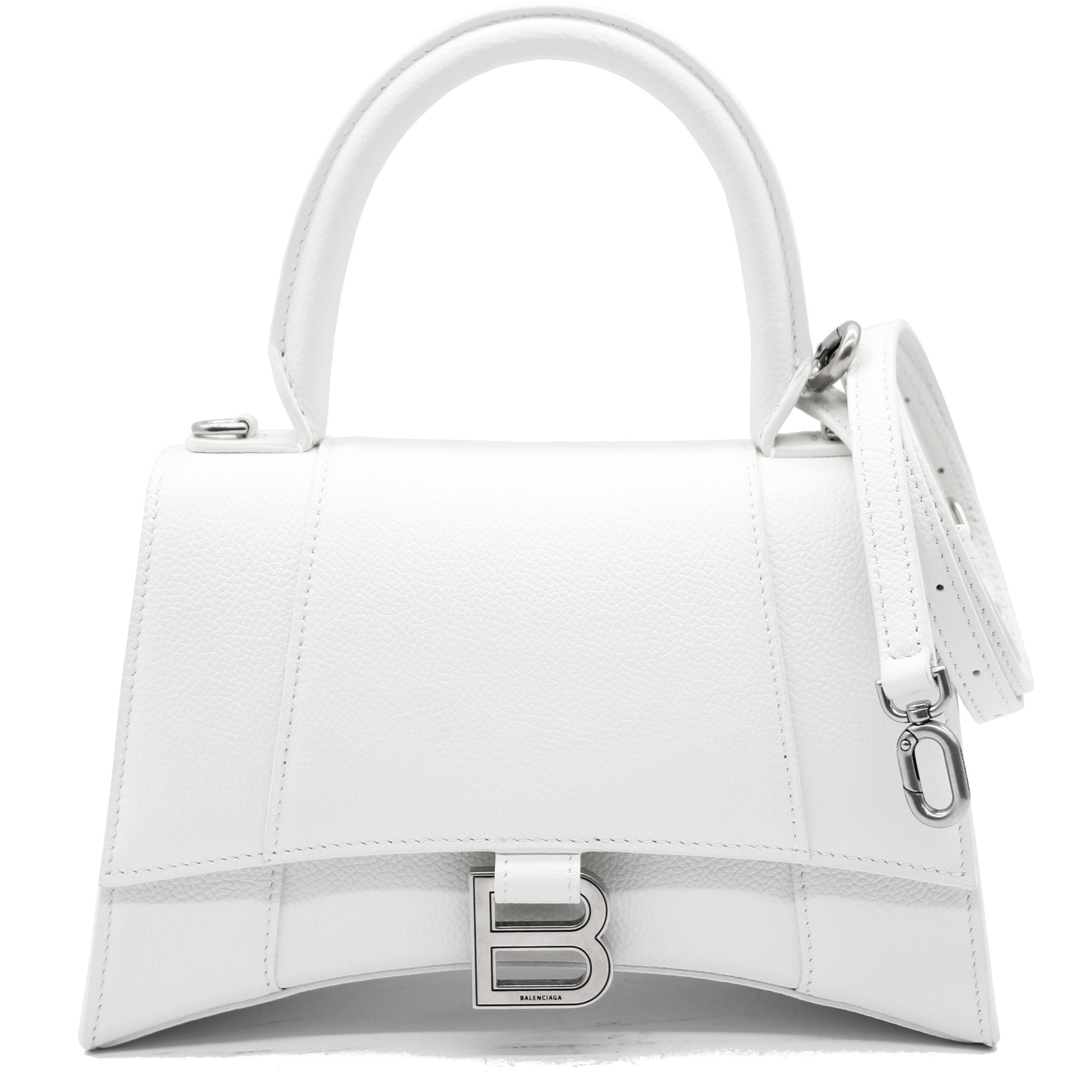 Balenciaga White Grained Calfskin Small Hourglass Top Handle Bag  modaselle