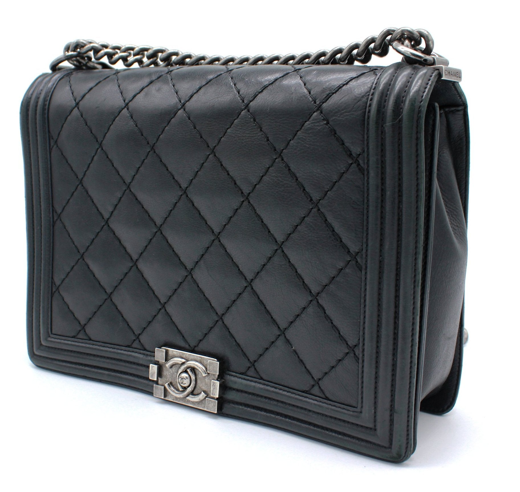 Chanel Quilted Stitch Boy Large Bag Black Calfskin  ＬＯＶＥＬＯＴＳＬＵＸＵＲＹ
