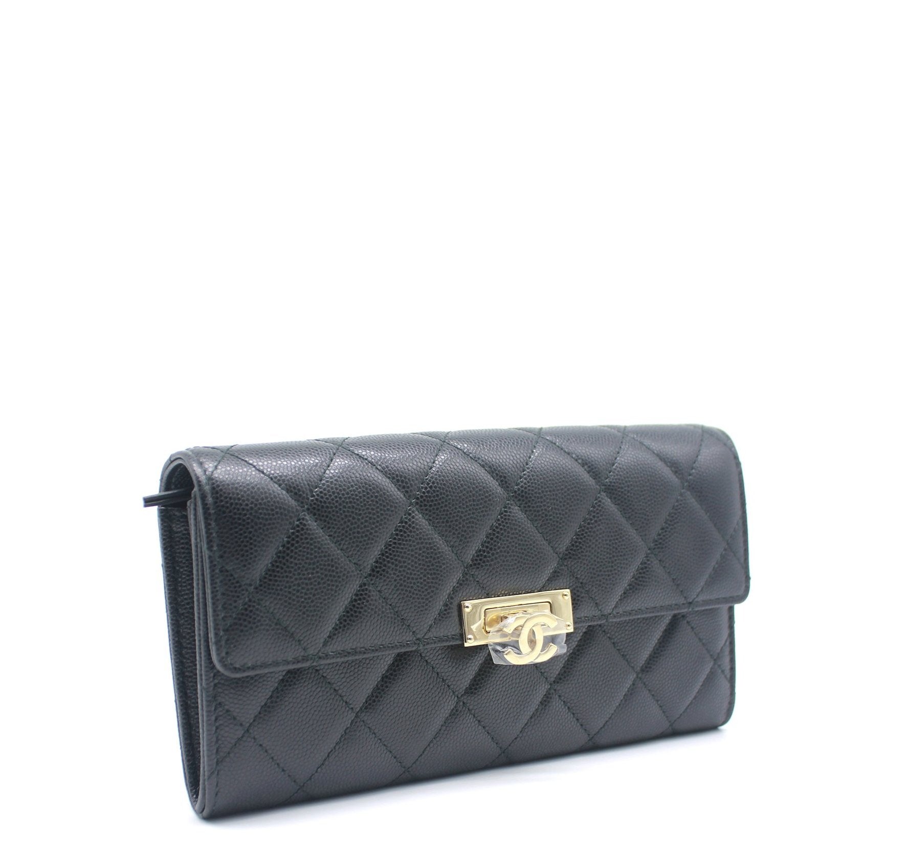 Chanel Black Quilted Caviar Leather L Yen Continental Wallet Chanel  TLC