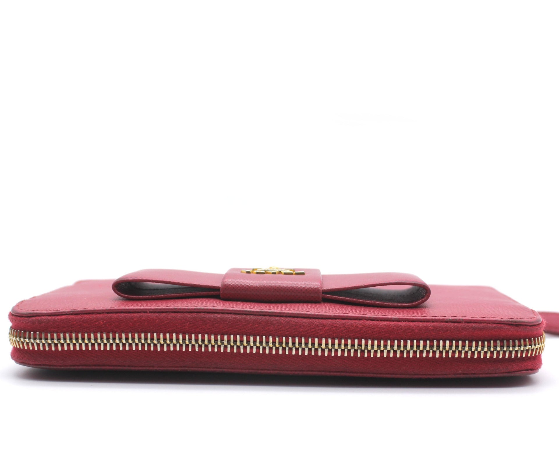 Prada Pink Saffiano Peonia Fiocco Bow Zip Around Wallet – STYLISHTOP