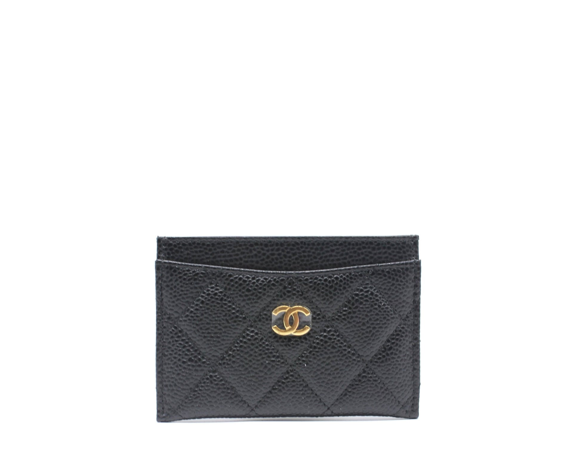 chanel caviar quilted card holder black