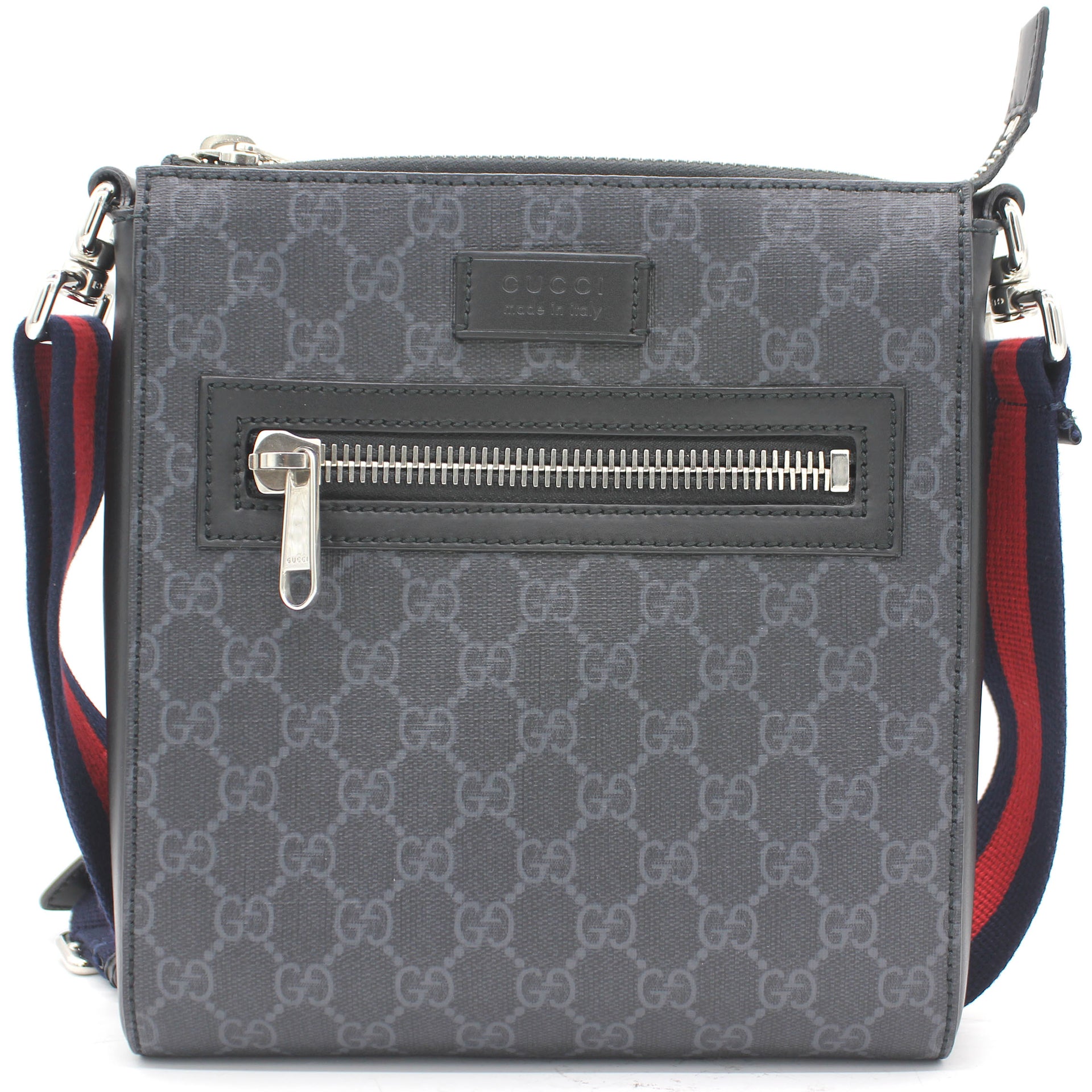 Gucci GG Supreme Monogram Crossbody Messenger Bag Black Grey – STYLISHTOP