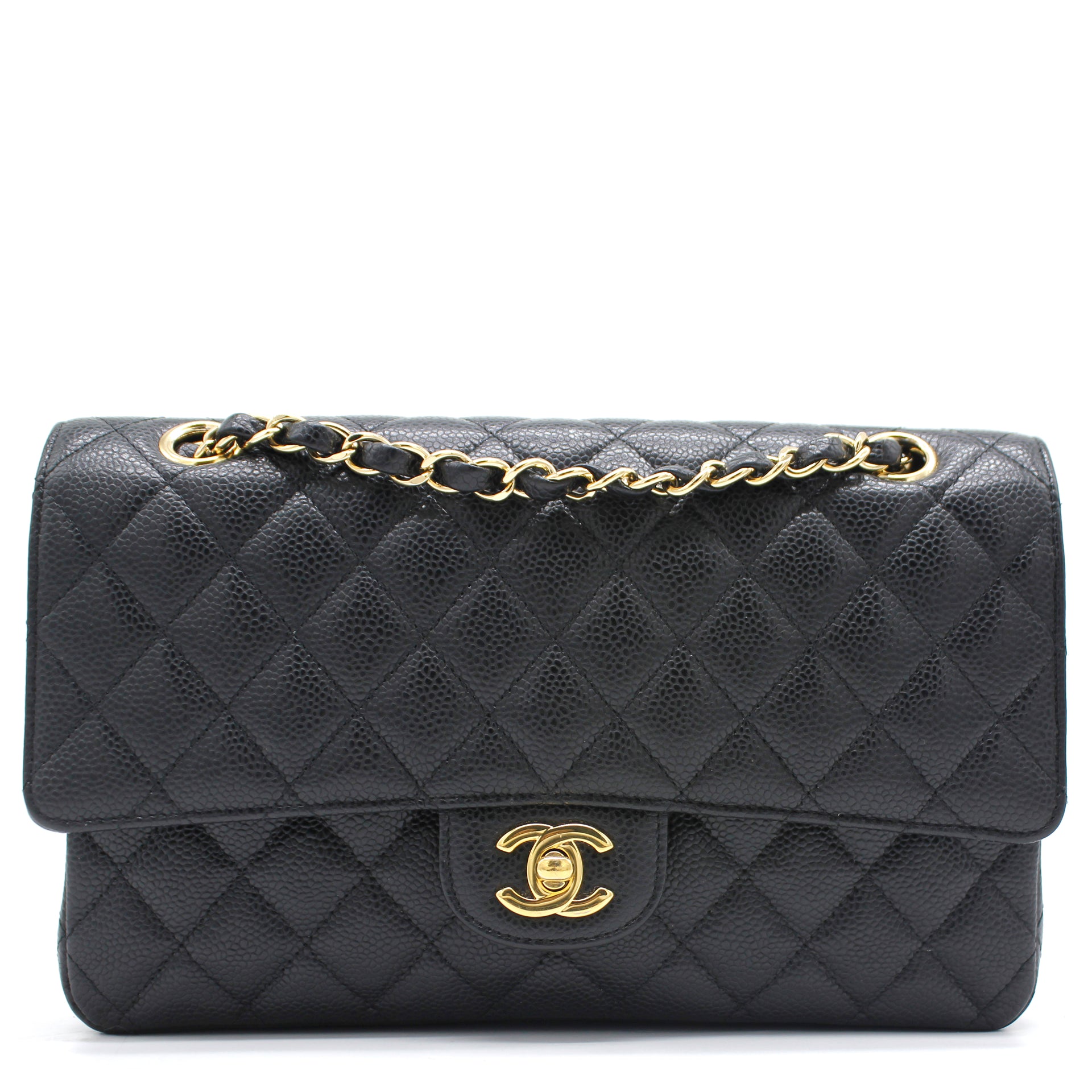 Chanel Vintage 24k Black Caviar Medium Classic Double Flap Bag  Rich  Diamonds