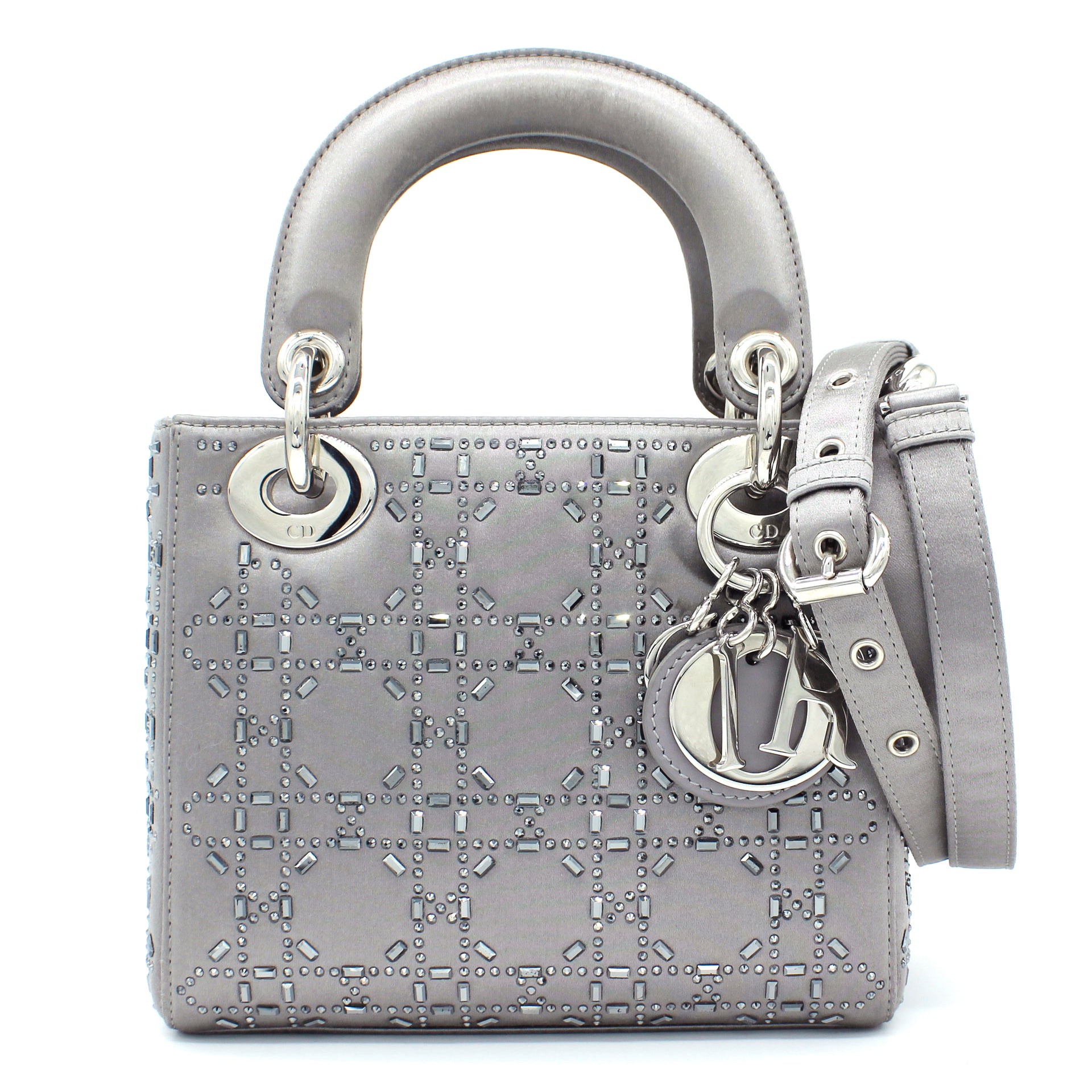 Túi Mini Lady Dior Bag Màu Đen Strass Cannage Satin 17CM best quality