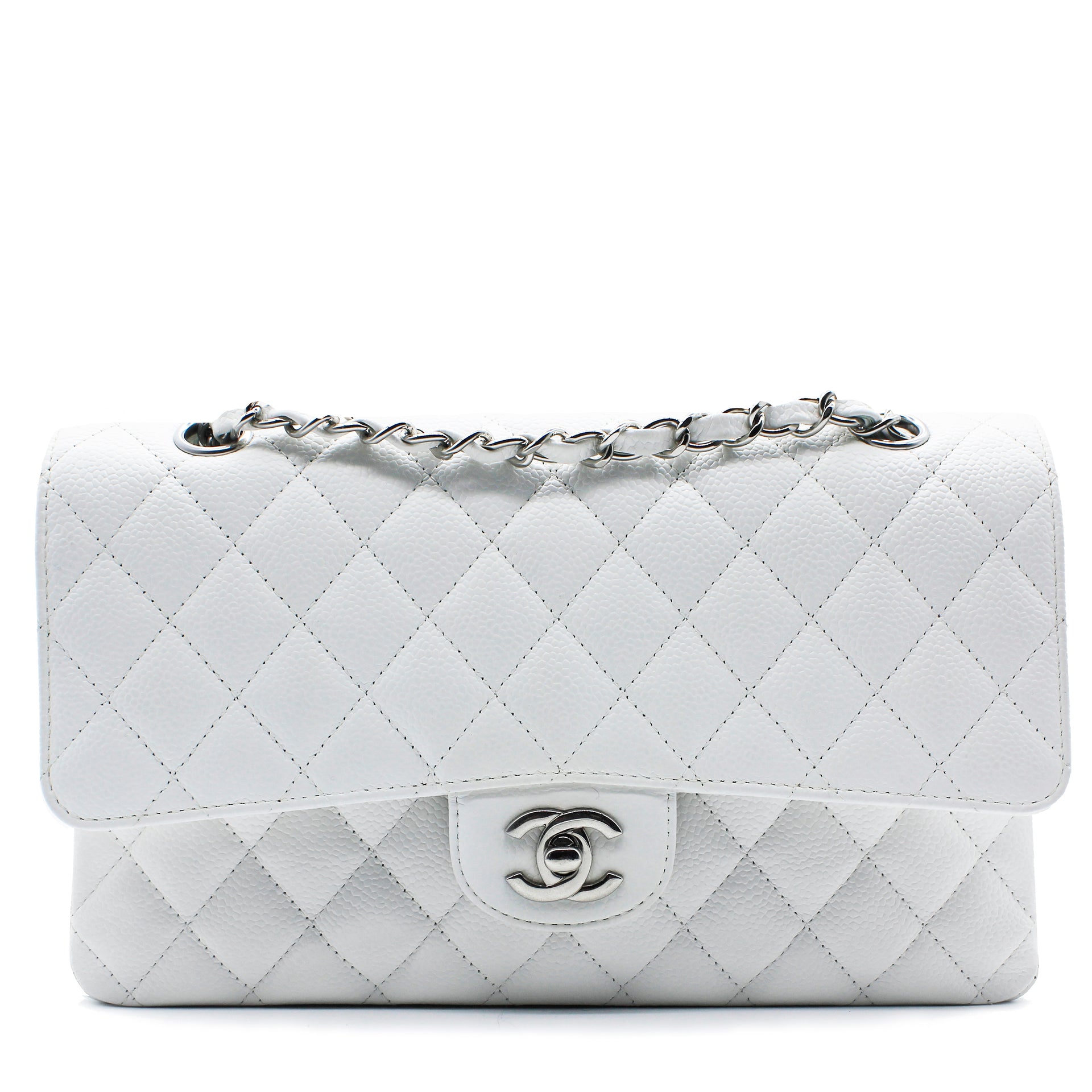 Small flap bag Lambskin  goldtone metal white  Fashion  CHANEL