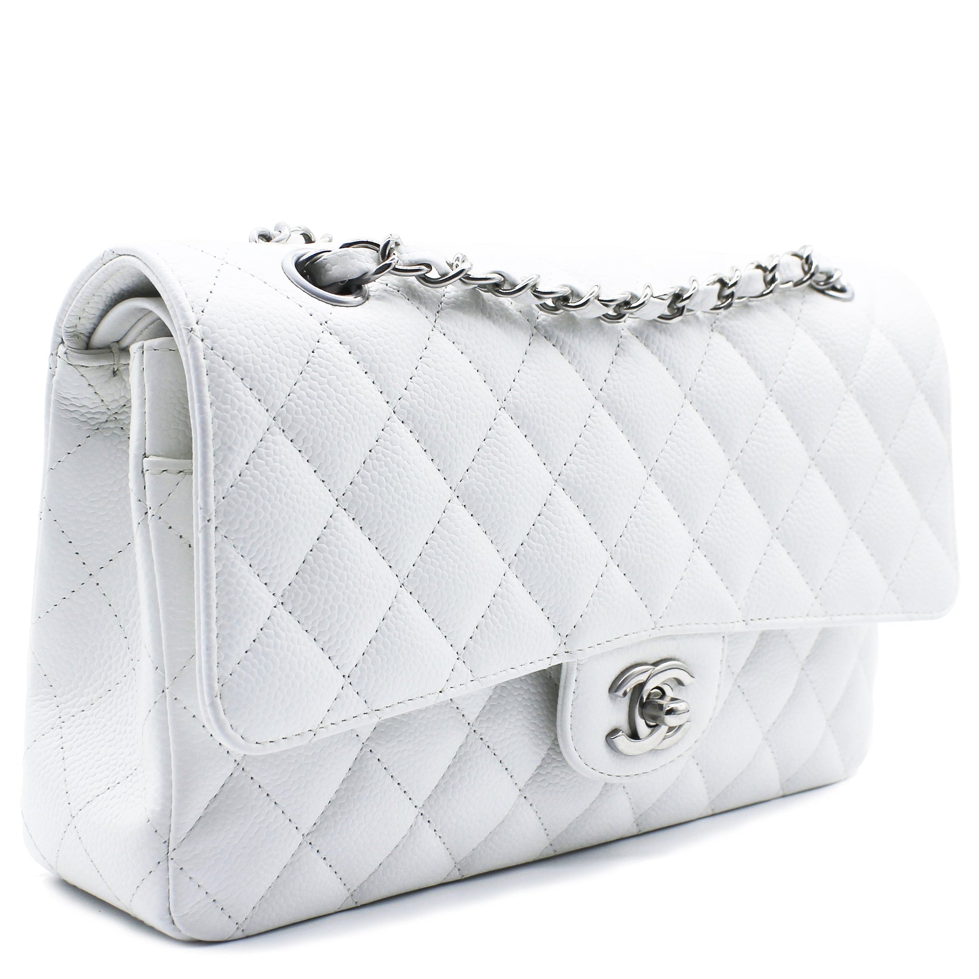 Chanel White Caviar Jumbo Classic Double Flap Bag  Rich Diamonds