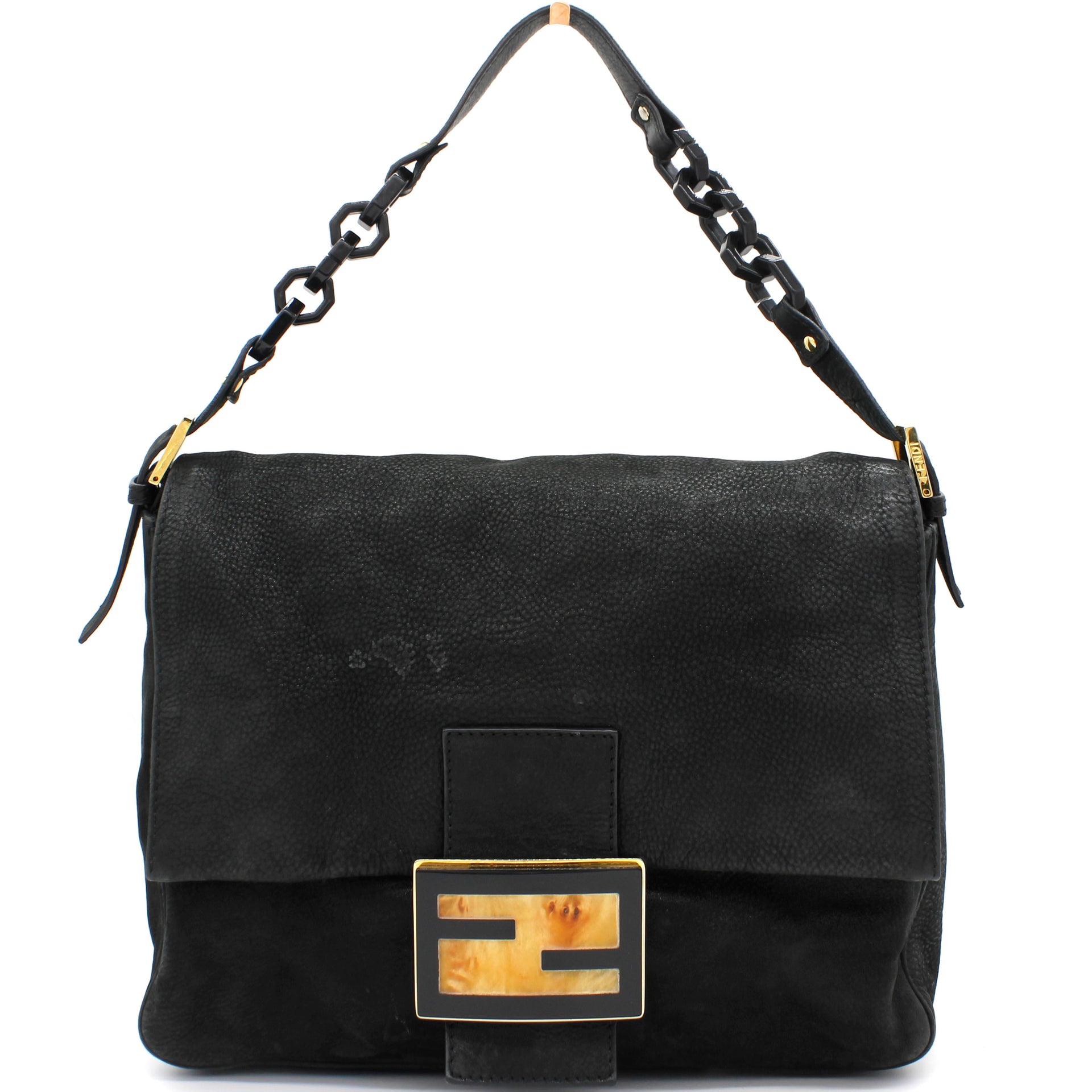 fendi black leather shoulder bag