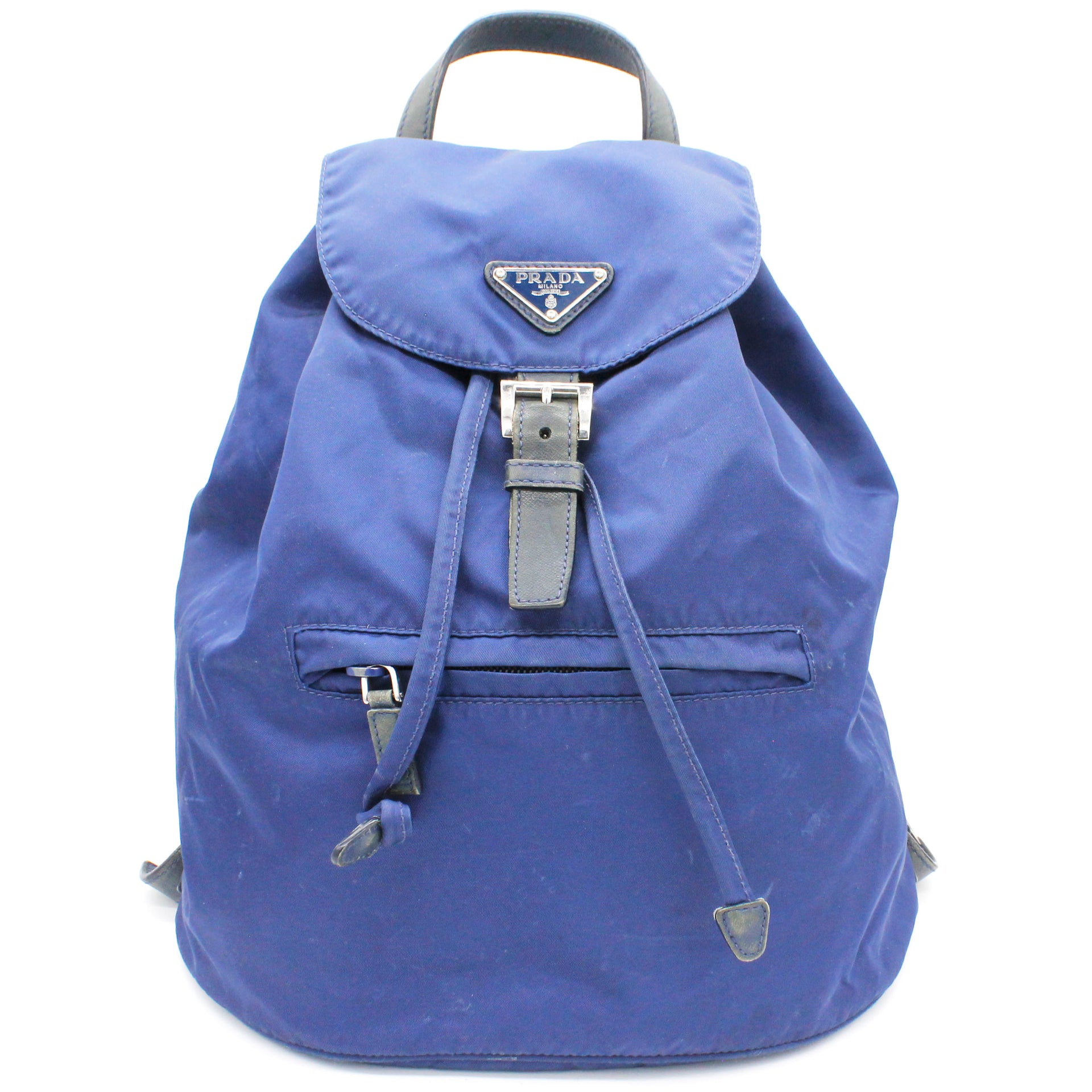 prada nylon backpack blue