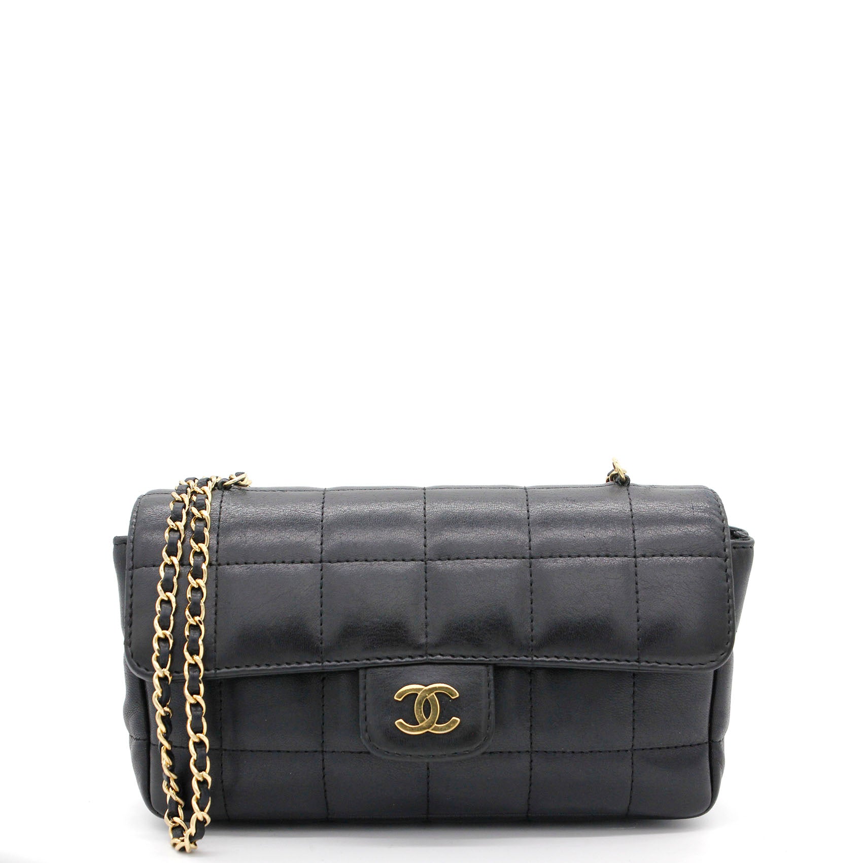 Chanel Calfskin Mini Chocolate Bar Flap Bag Black