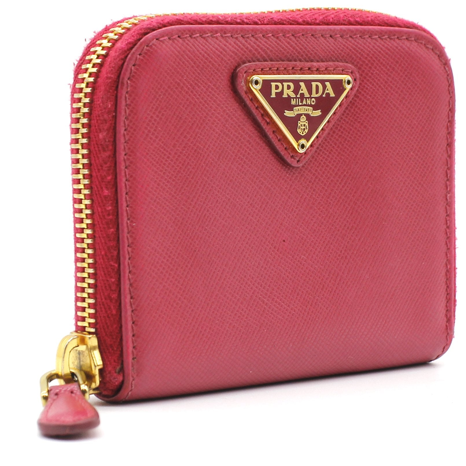 Prada Saffiano Metal Zip Coin Purse Papaya – STYLISHTOP