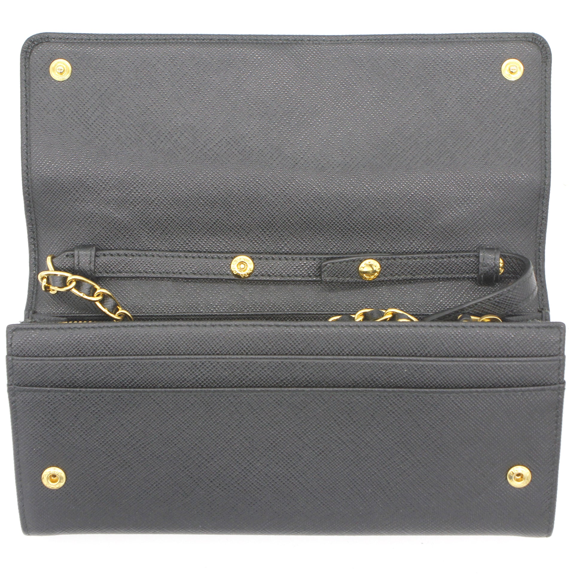 Prada Saffiano Metal Oro Chain Wallet – STYLISHTOP