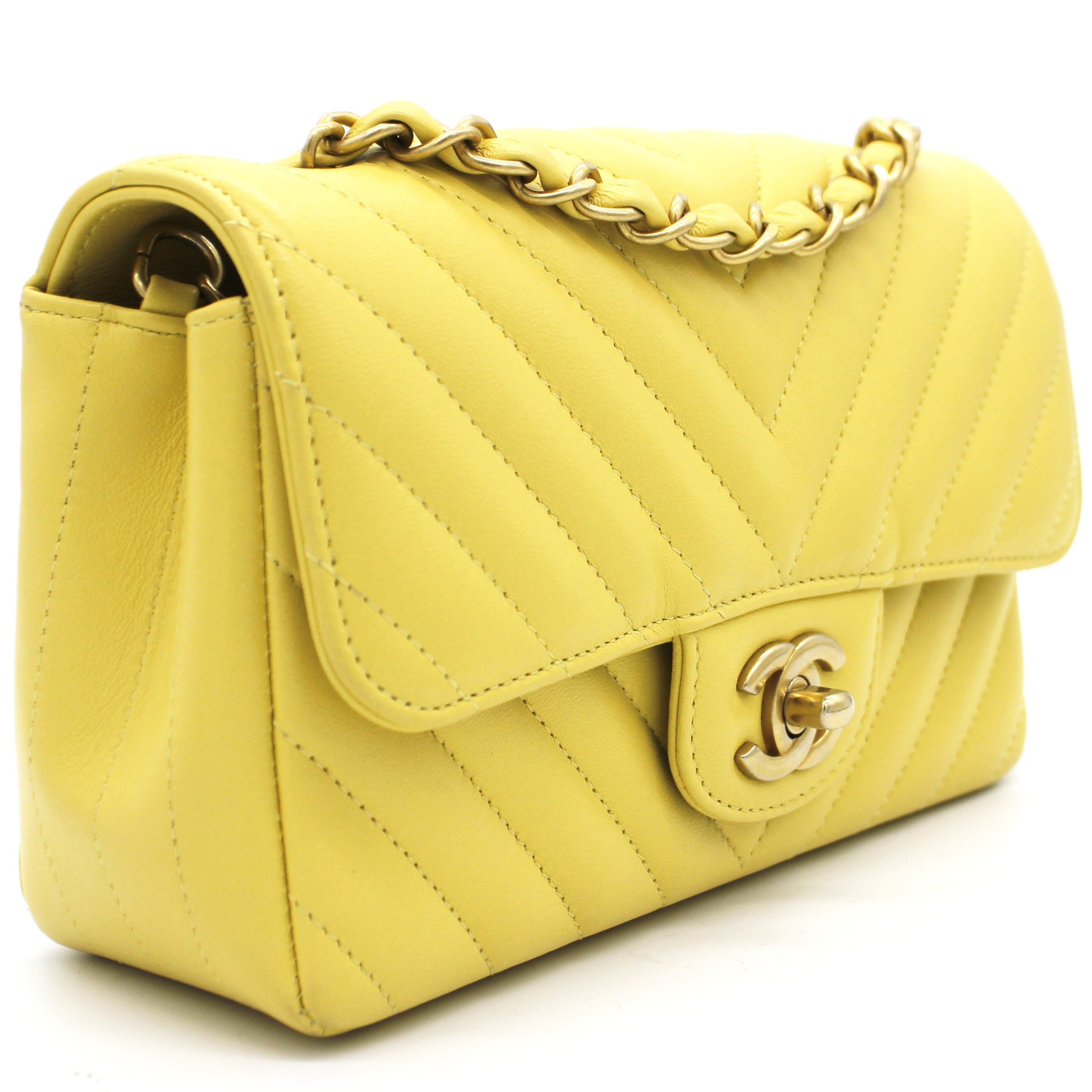 Chanel Yellow Classic Square Mini Flap Bag  Chanel bag Chanel mini  square Bag accessories