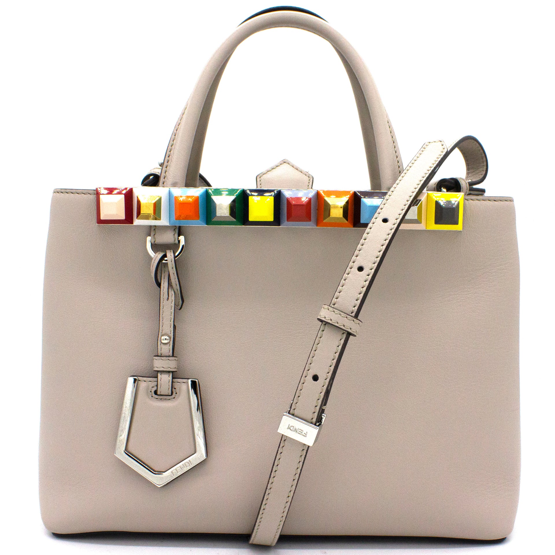 Fendi Calfskin Studded Petite 2Jours 