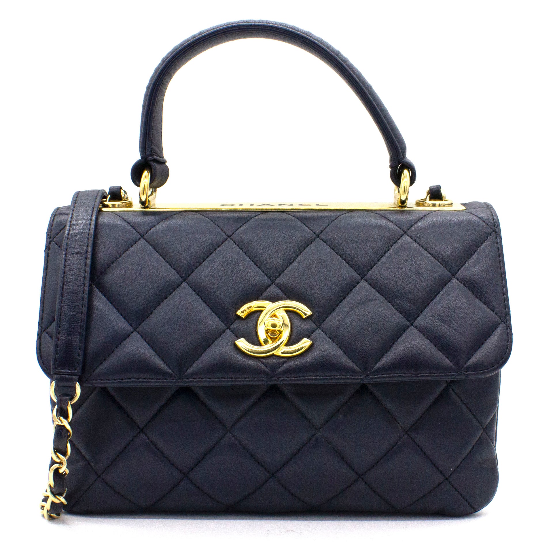 Túi chanel Trendy CC Flap Bag With Top Handle màu đen lamskin best quality