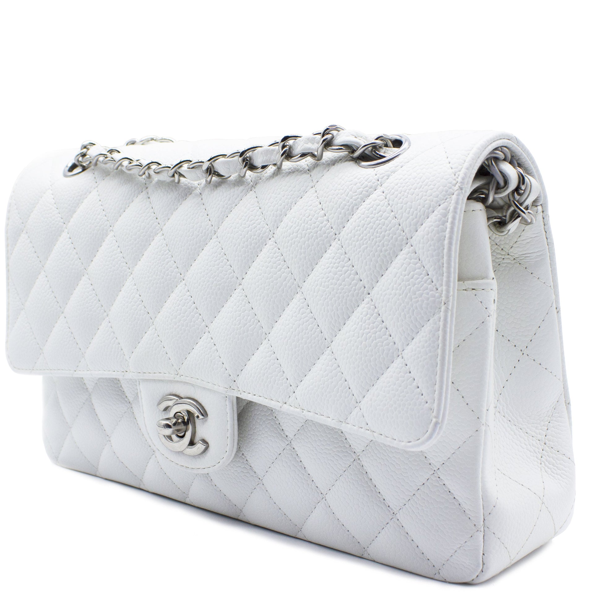 Chanel White Quilted Goatskin Chanel 19 Large Flap Bag