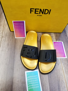 Fendi Gold and black slides – Miami ex 