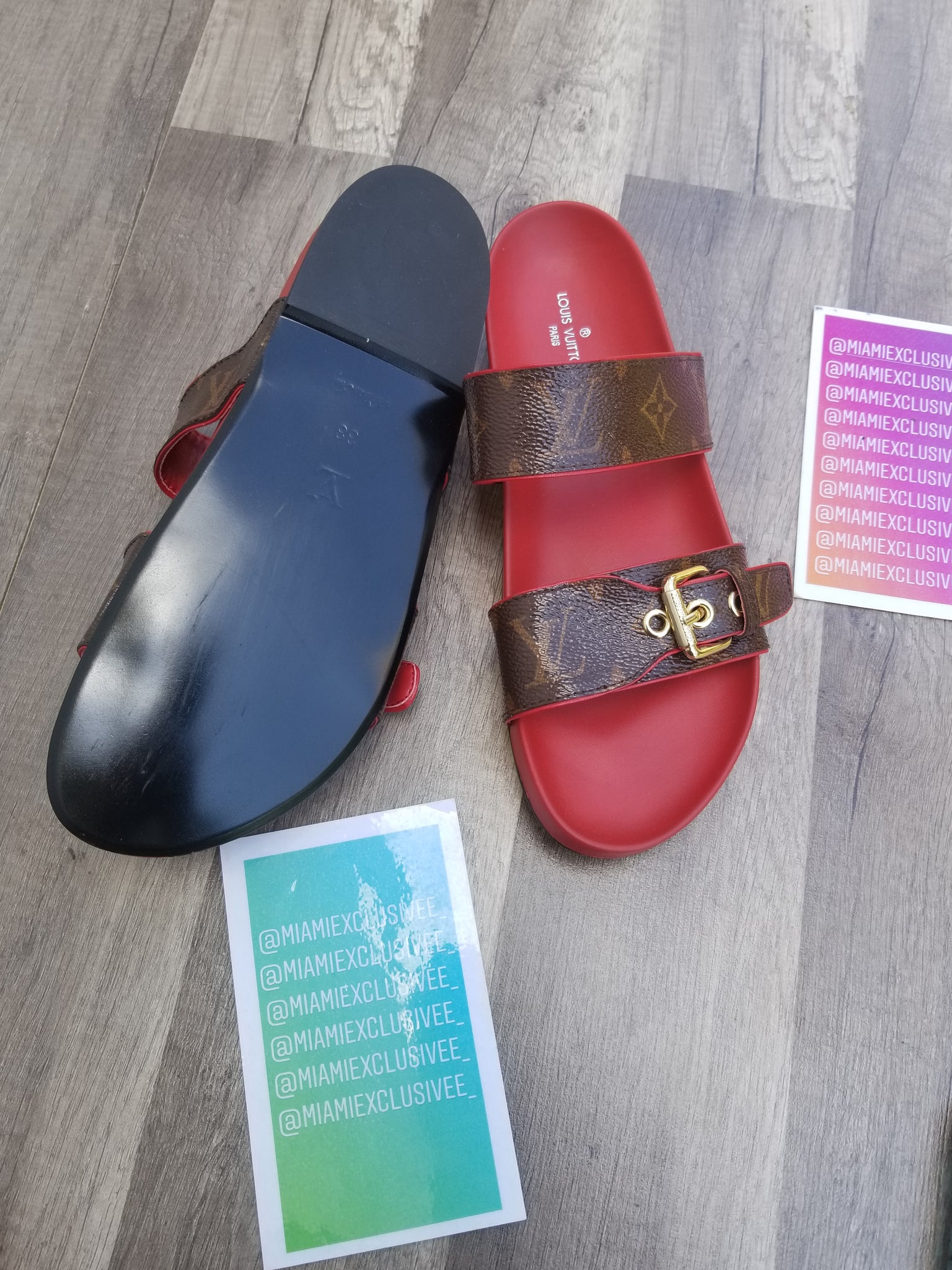 Louis Vuitton red bottom slides – Miami 