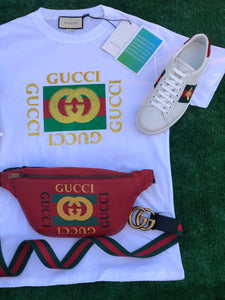 white and gold gucci shirt