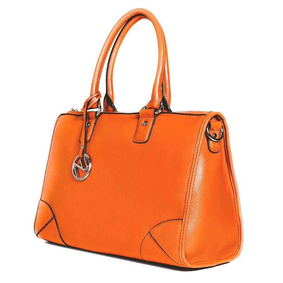 Madison Satchel Handbag in Orange Pebble Leather – Nuciano Handbags