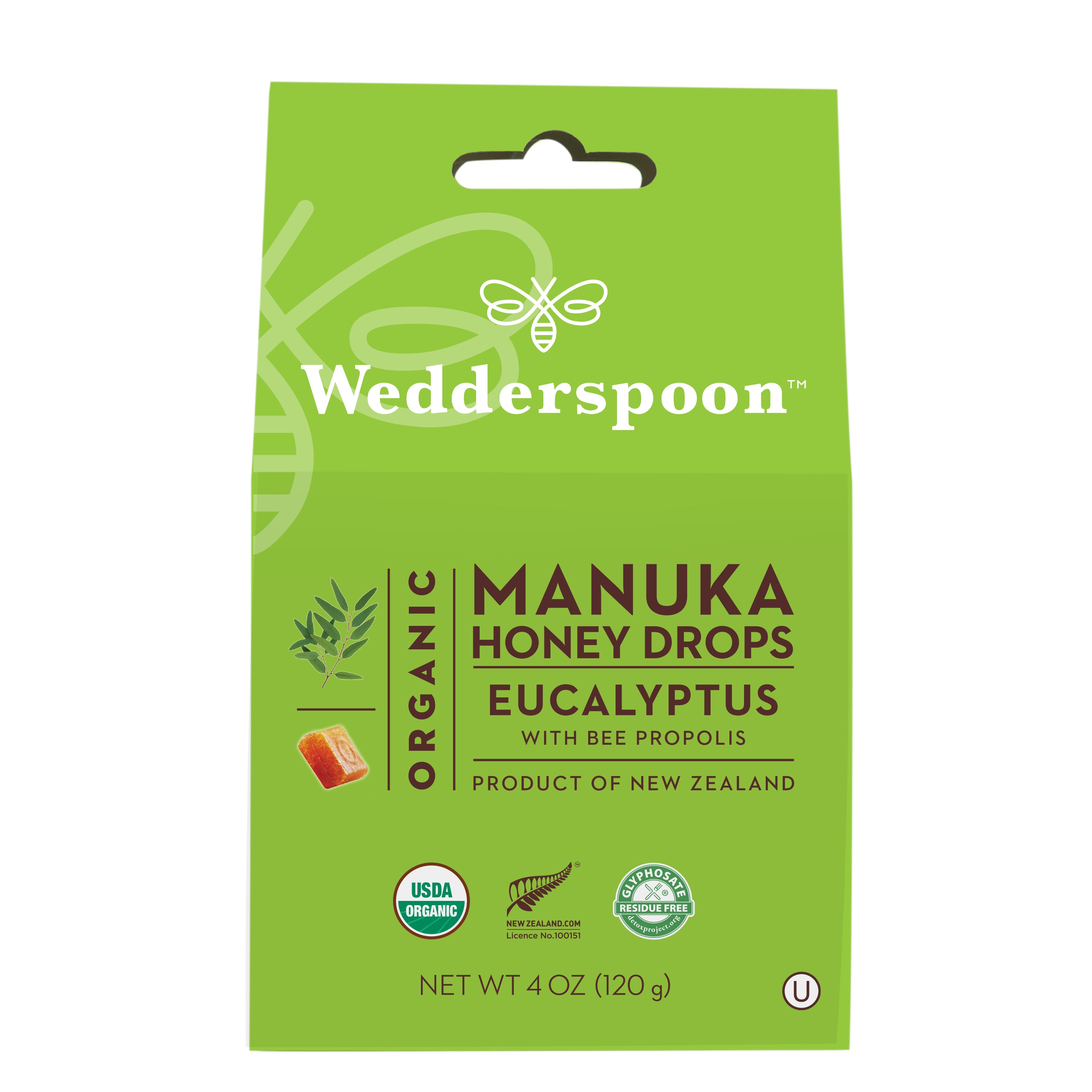 Organic Manuka Honey Drops - Eucalyptus - Wedderspoon Organic product image