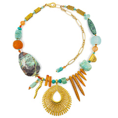 N°711 The Tangerine & Mint Continent of Imagination Statement Necklace
