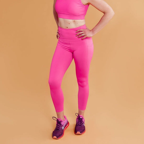 Neon Pink Maternity Activewear Bike Shorts, Mama Movement – Upper
