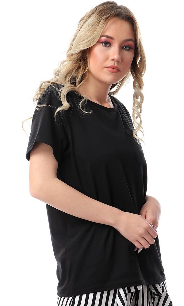 57205 Basic Short Sleeve Black T-Shirt - Ravin 