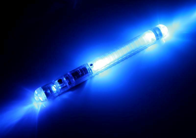 blue and white glow sticks