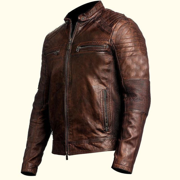 Vintage Cafe Racer Cowhide Leather Moto Jacket – James Leather