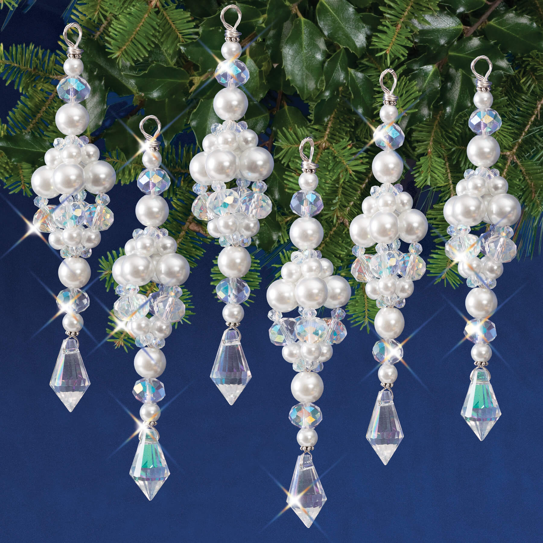 Beaded Ornament Kit: Crystal Ice Drops | Solid Oak