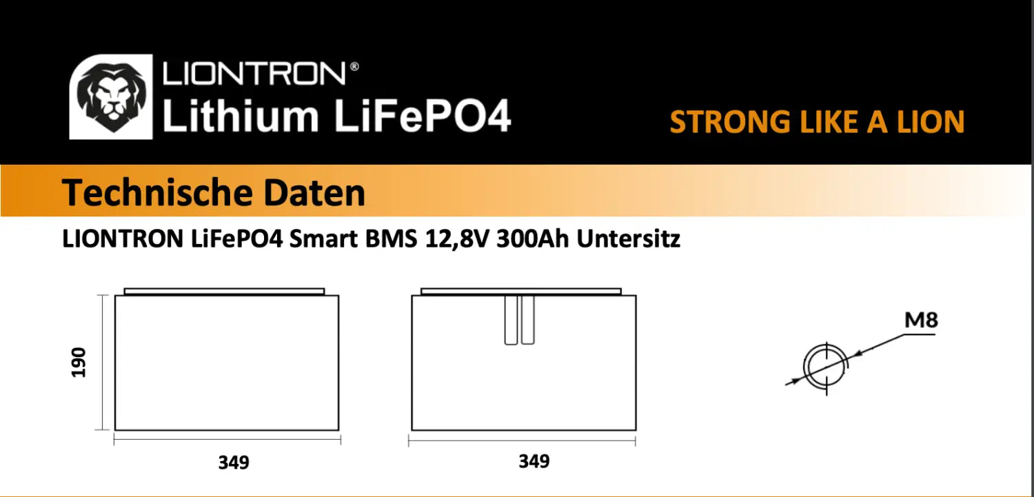 Baterie rulota litiu LiFePo4 LIONTRON 12V 300Ah Underseat