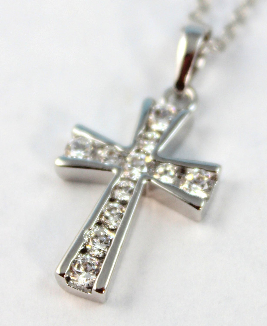 White Gold Filled Cross Necklace Women Crystal Cross Charm Necklaces