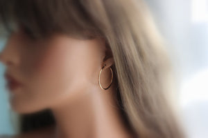 Rose Gold Hoop Earrings Filled Small Medium 1.25"  34mm Hoops Women