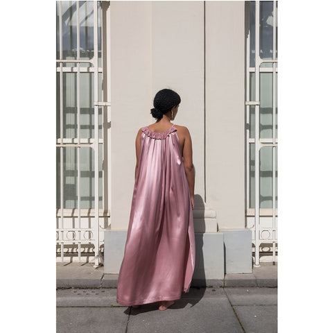 elegant peace silk gown in pink