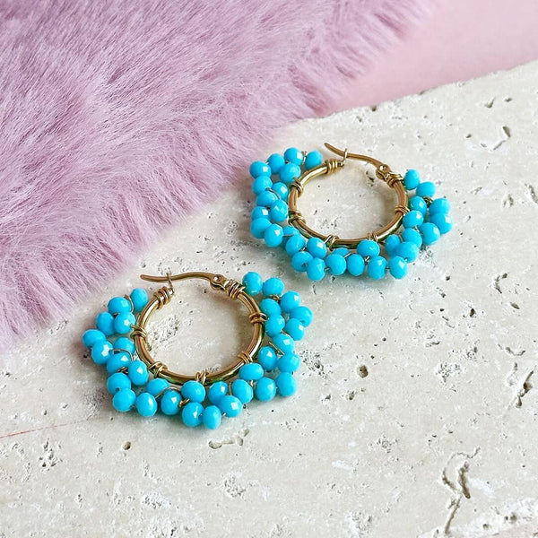 Beaded sales earrings hoops