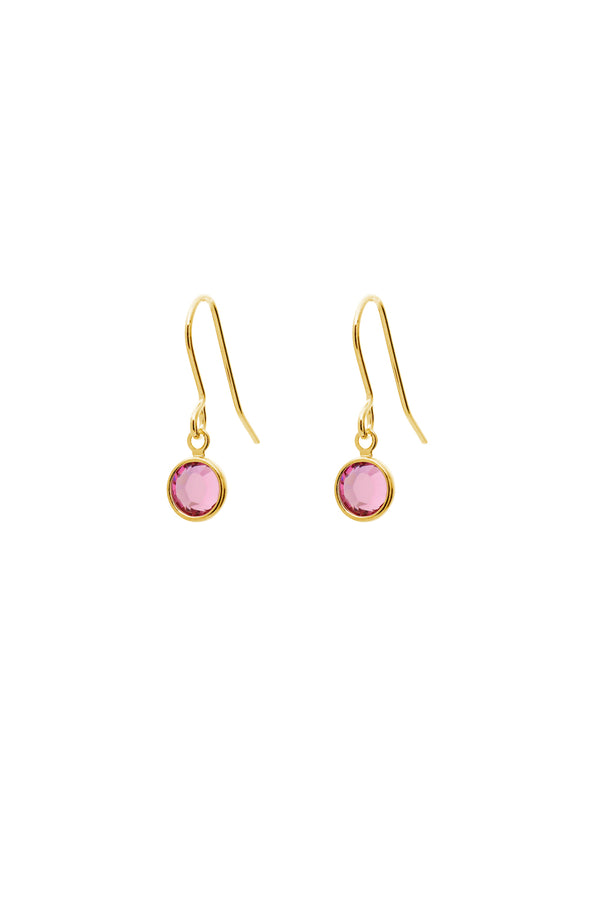 Pink Tourmaline Birthstone Stud Earrings in 14k Yellow Gold (October)