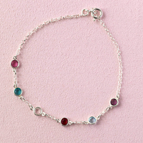 sterling silver family birthstone bracelet