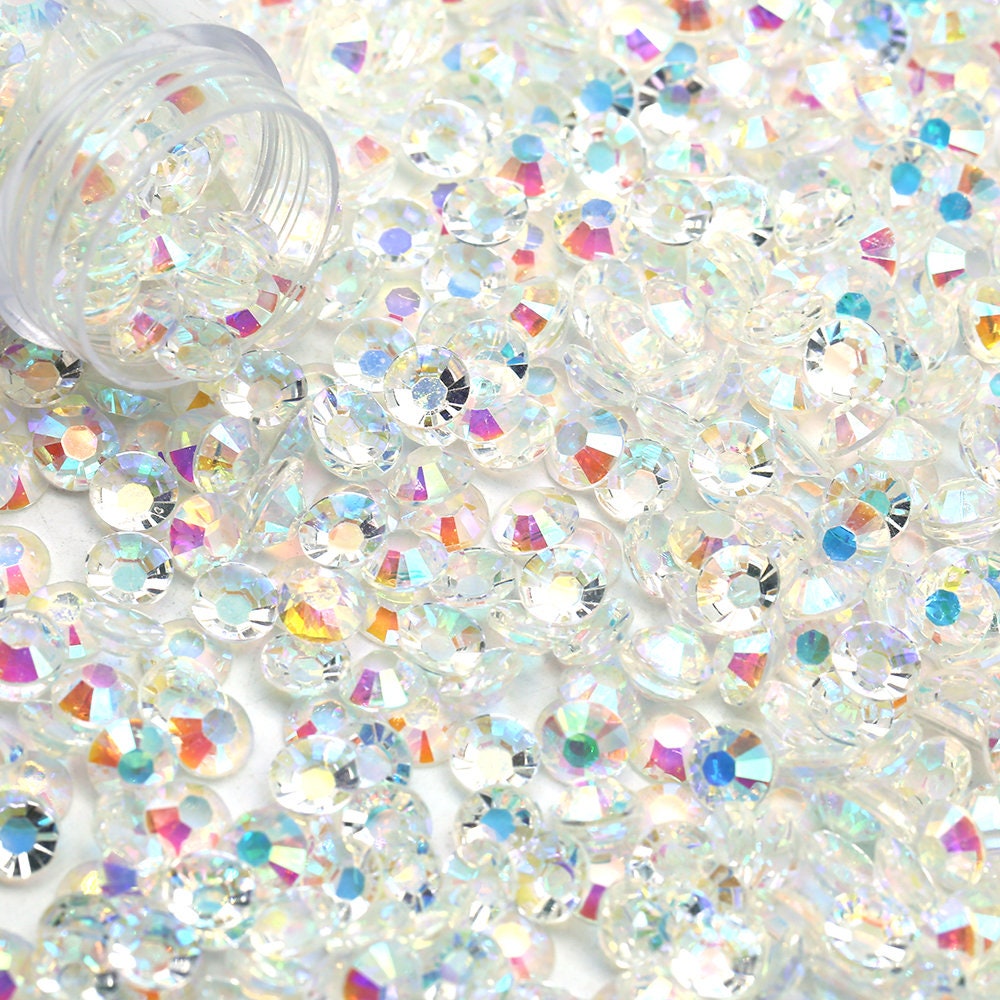 Resin Rhinestones Kits 2 Boxes Transparent AB 2/3/4/5/6mm Flatback