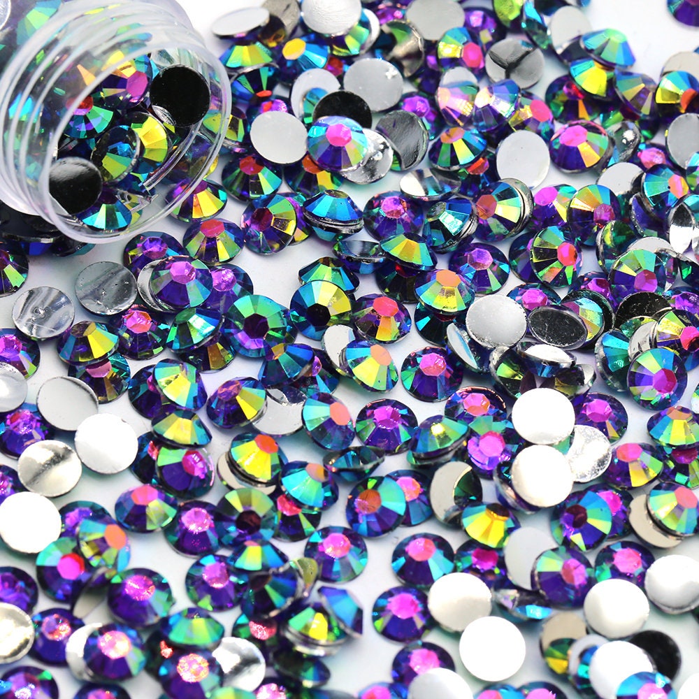 10 Grams Multi-size White AB Jelly Rhinestones, Iridescent Flat Backed  Resin Faceted Cabs 3mm 4mm 5mm 6mm OT17 