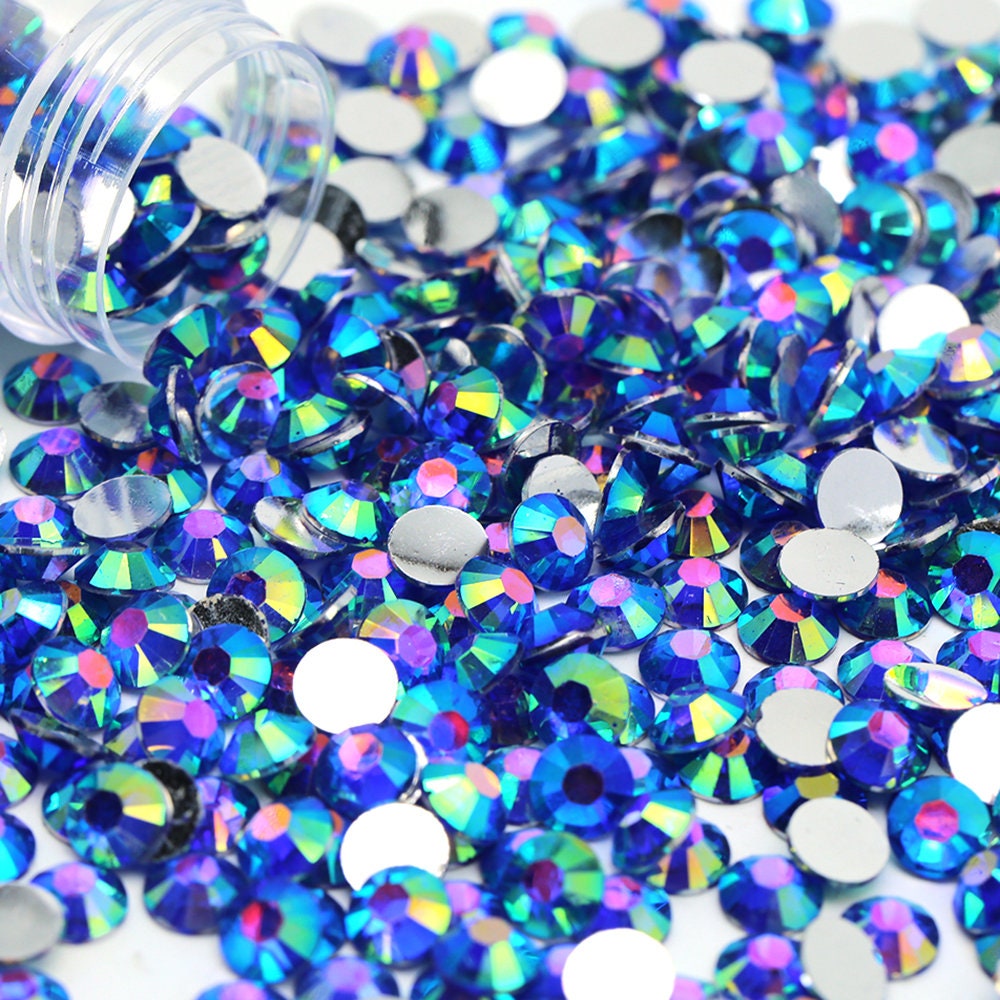 Navy Blue AB Jelly Flatback Resin Rhinestones Pack of 1000, Choose Size  2mm/3mm/4mm/5mm, Faceted Resin Rhinestones, Not-hotfix 