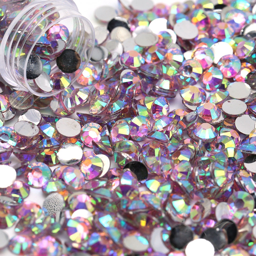 2MM Jelly Rhinestones 1000 OR 5000 per Container Non-hotfix Flatback  Faceted Resin AB Rhinestones SS8 Embellishment 