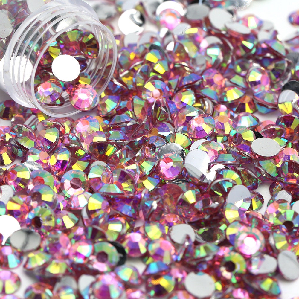 BELLEBOOST 15000pcs 2mm Resin Rhinestones Bulk, Pink AB Flatback Round Jelly Rhinestones Bedazzling Non Hotfix Crystal Gems Large Quantity Wholesale for DIY