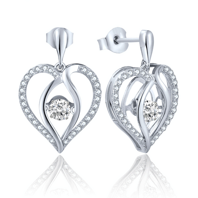 925 Silver Dancing Heart Around Stud Earrings