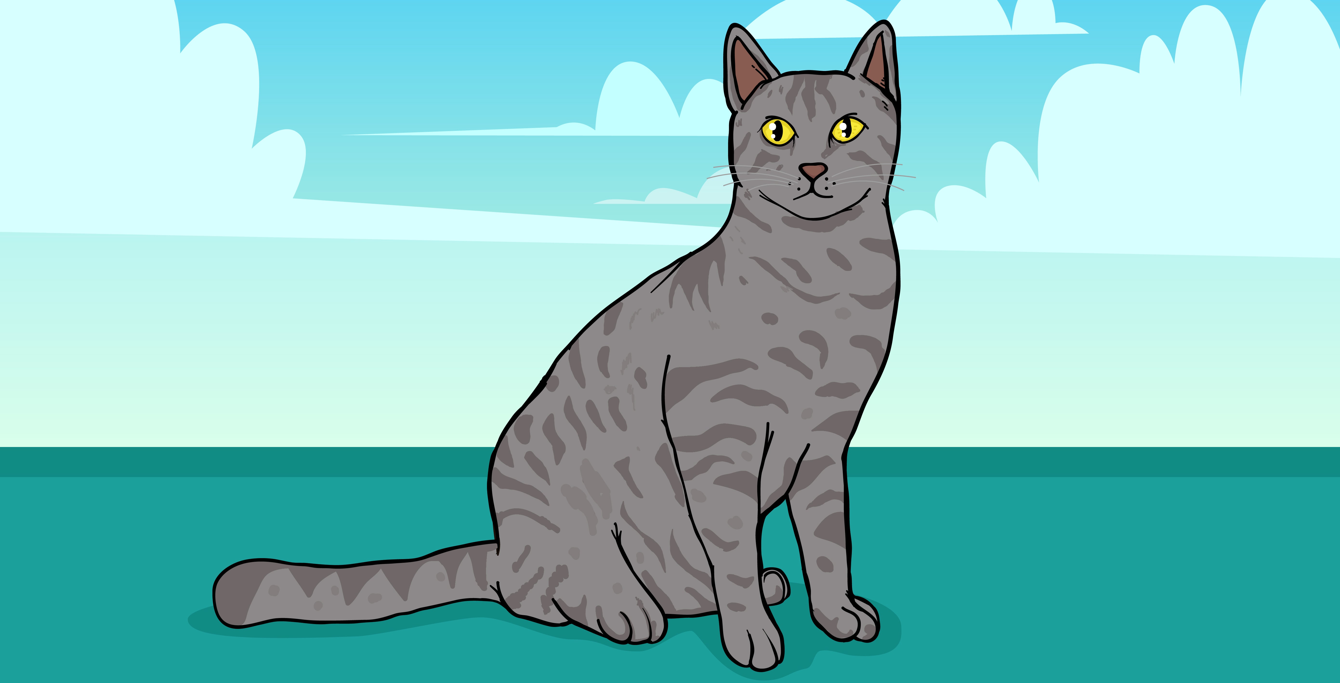 Illustration of Egiptian Mau cat