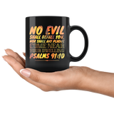 Bible Verses Dishwasher Safe Black Mugs - Psalm 91:10 Design 7
